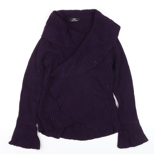 Marks and Spencer Women's Purple Wrap Cowl Neck Jumper Size 12