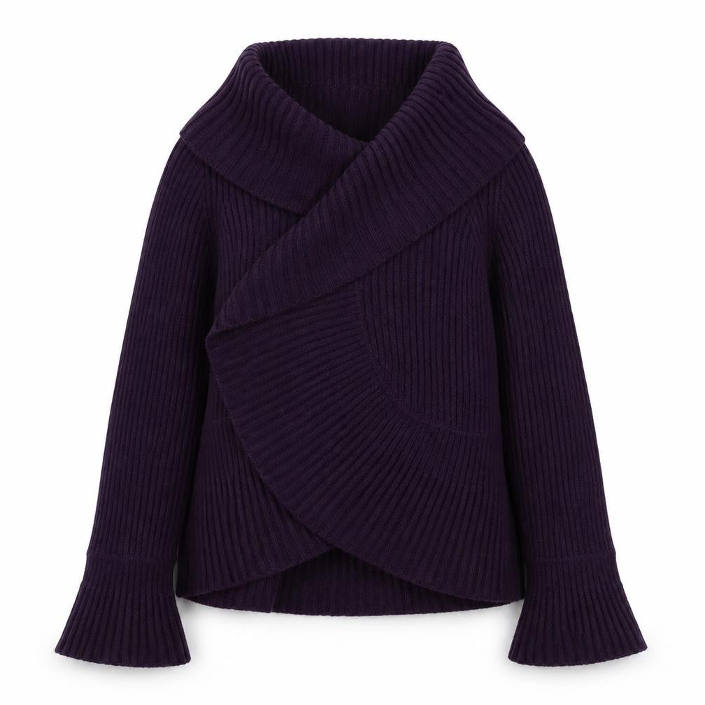 Marks and Spencer Women's Purple Wrap Cowl Neck Jumper Size 12