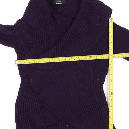 Marks and Spencer Women's Purple Wrap Cowl Neck Jumper Size 12