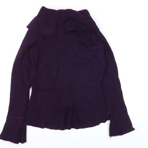 Marks and Spencer Women's Purple Wrap Cowl Neck Jumper Size 12