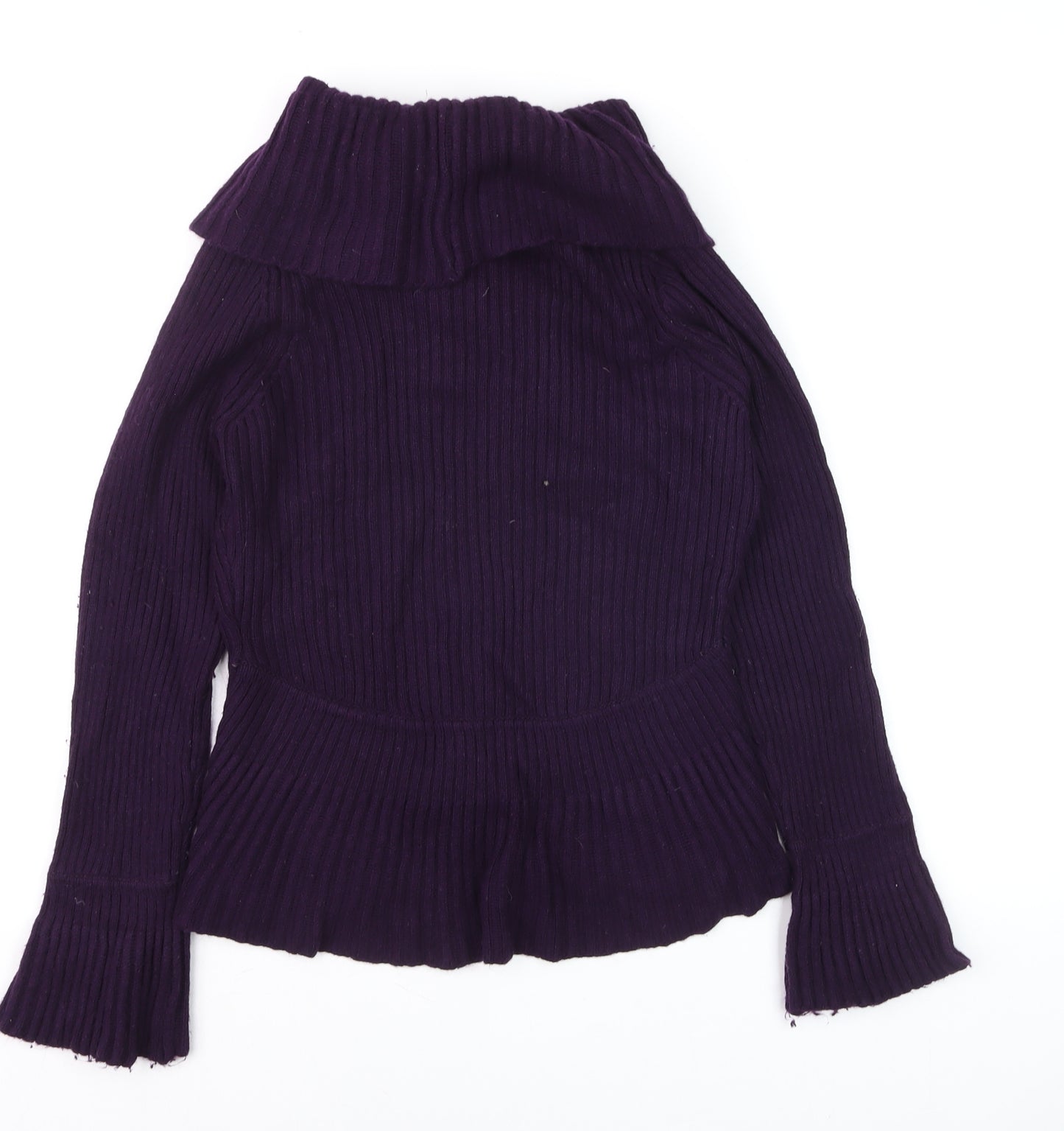 Marks and Spencer Women's Purple Wrap Cowl Neck Jumper Size 12