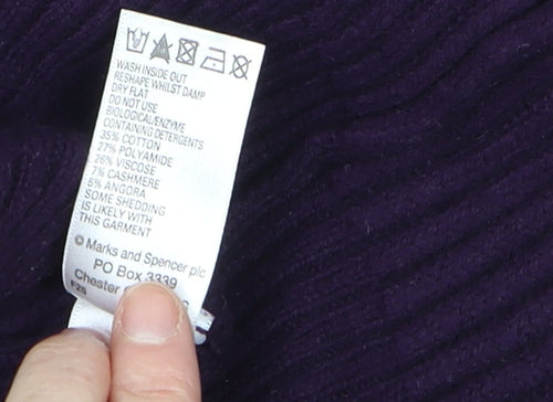 Marks and Spencer Women's Purple Wrap Cowl Neck Jumper Size 12