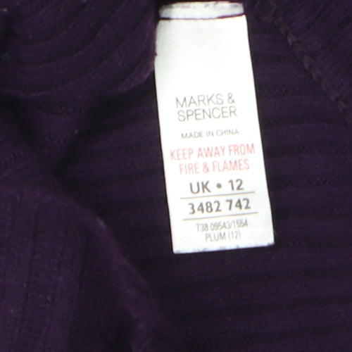 Marks and Spencer Women's Purple Wrap Cowl Neck Jumper Size 12