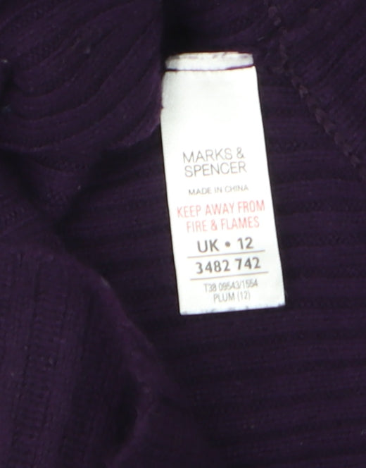 Marks and Spencer Women's Purple Wrap Cowl Neck Jumper Size 12
