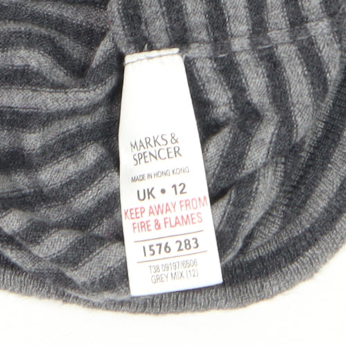 Marks and Spencer Women’s Grey Striped Knit Tunic Top UK 12