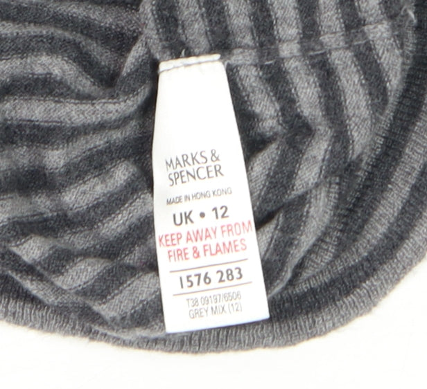 Marks and Spencer Women’s Grey Striped Knit Tunic Top UK 12
