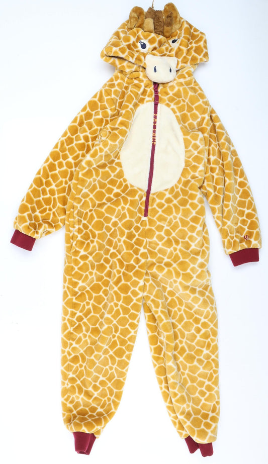 FatFace Boys Yellow Giraffe Hooded One Piece Nightwear Pyjama 9-10 Years