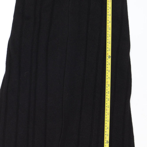 Wallis Women's Black Ribbed Long Sleeve V-Neck Cardigan M
