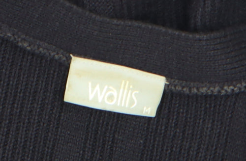 Wallis Women's Black Ribbed Long Sleeve V-Neck Cardigan M