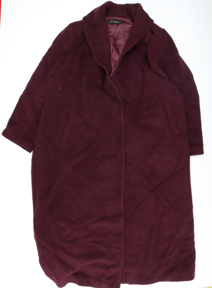 Peruvian Connection Women's Burgundy Wool Long Coat XL Lined Classic Style