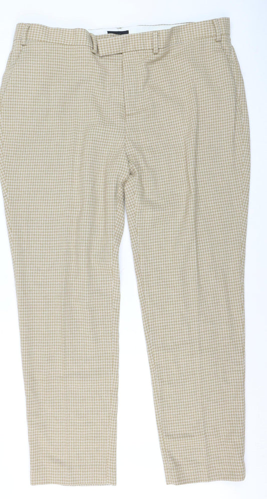 ASOS Men's Beige Check Chino Trousers Size 44 Regular Fit