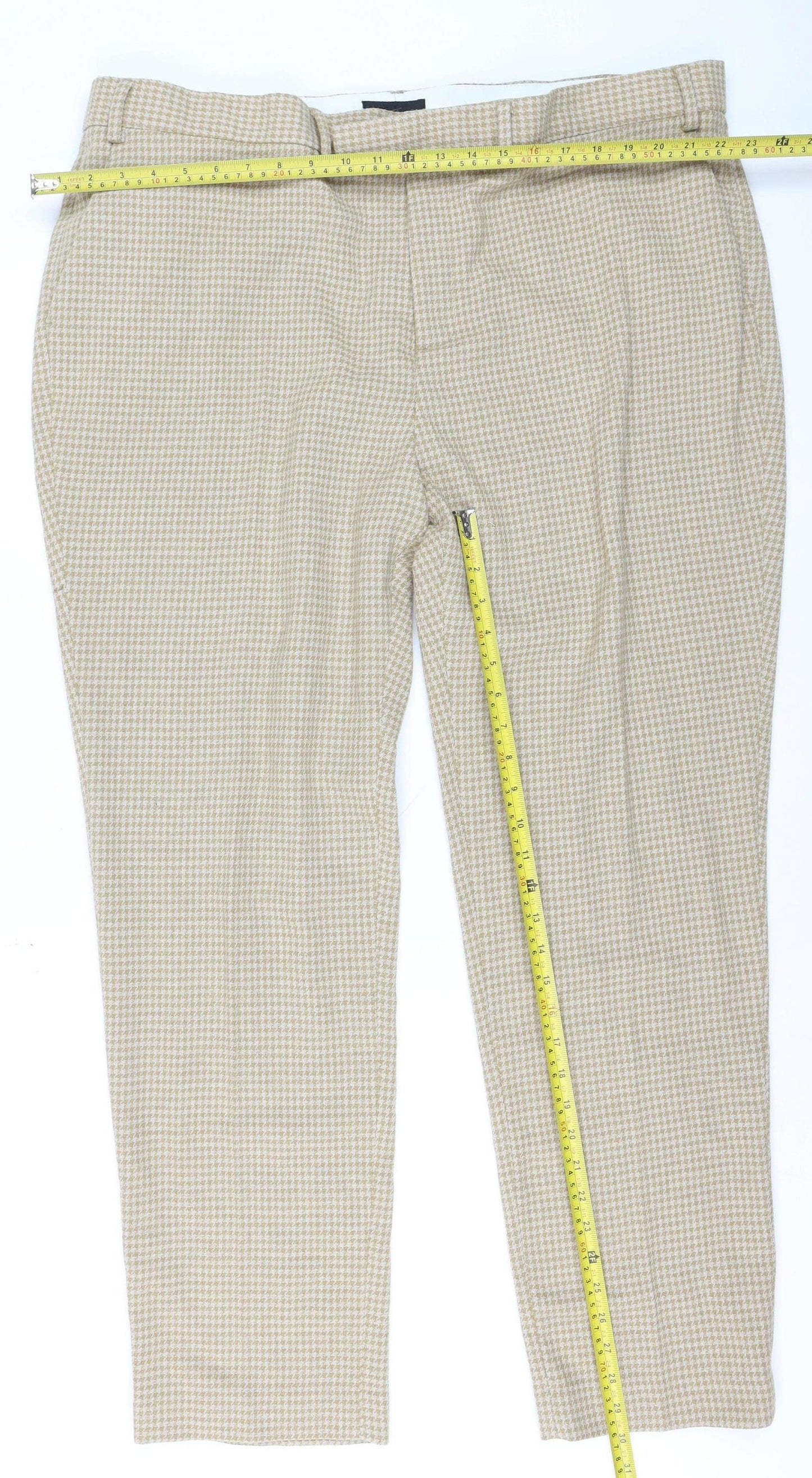 ASOS Men's Beige Check Chino Trousers Size 44 Regular Fit