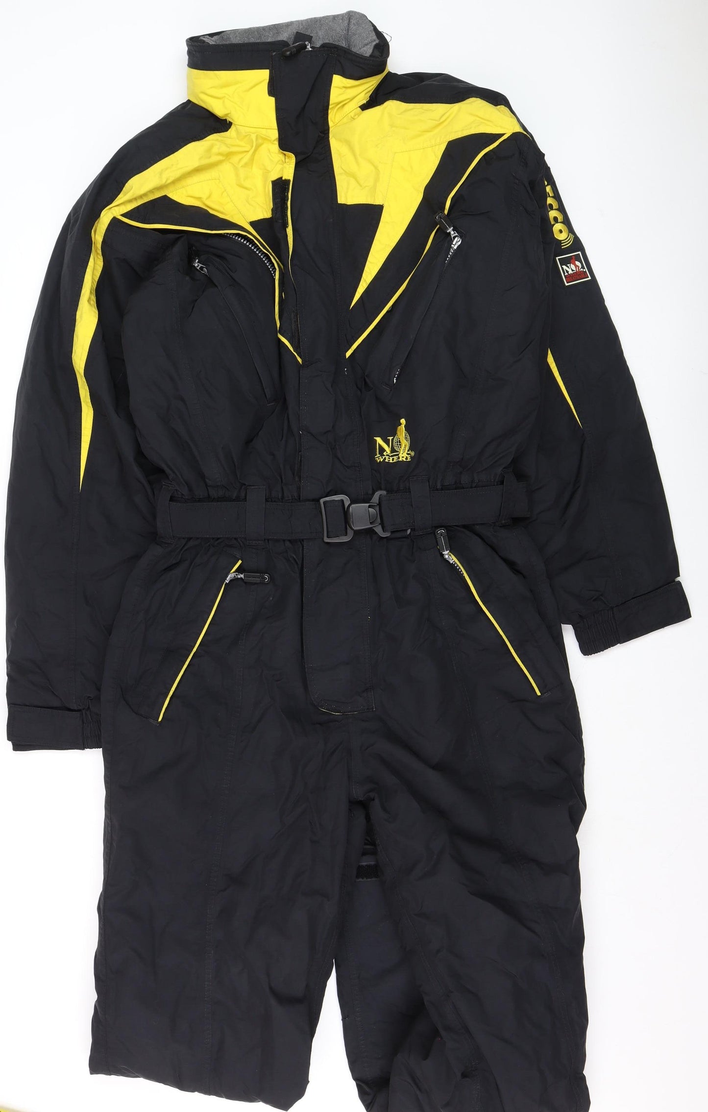 No Where Mens Black Yellow Ski Suit M Breathable Winter Snowsuit