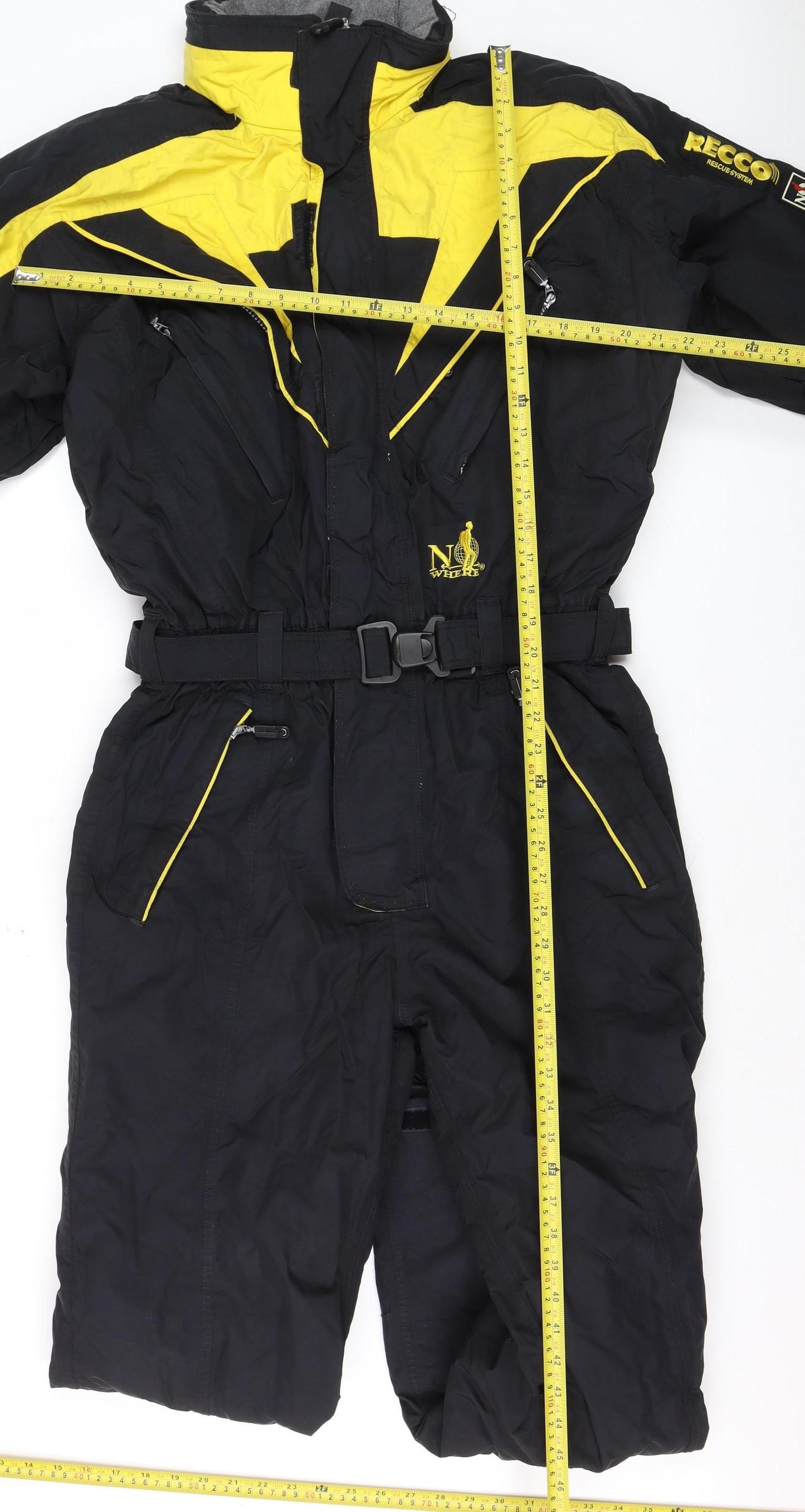 No Where Mens Black Yellow Ski Suit M Breathable Winter Snowsuit