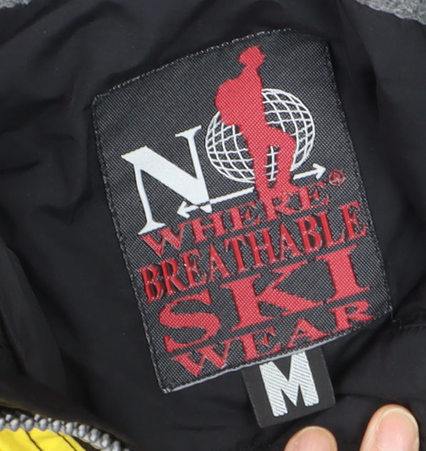 No Where Mens Black Yellow Ski Suit M Breathable Winter Snowsuit