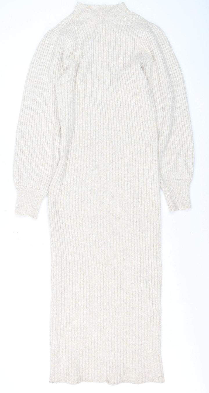 River Island Women Beige Knit Bodycon Midi Dress Size 14