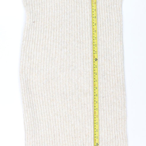 River Island Women Beige Knit Bodycon Midi Dress Size 14