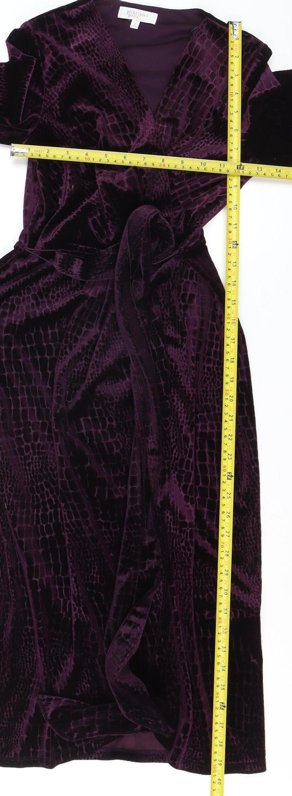 Principles Petite Purple Velvet Wrap Dress Size 6 Women’s Partywear