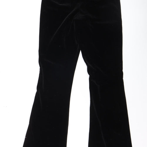In The Style Womens Black Velvet Flared Trousers Size 6 Tall
