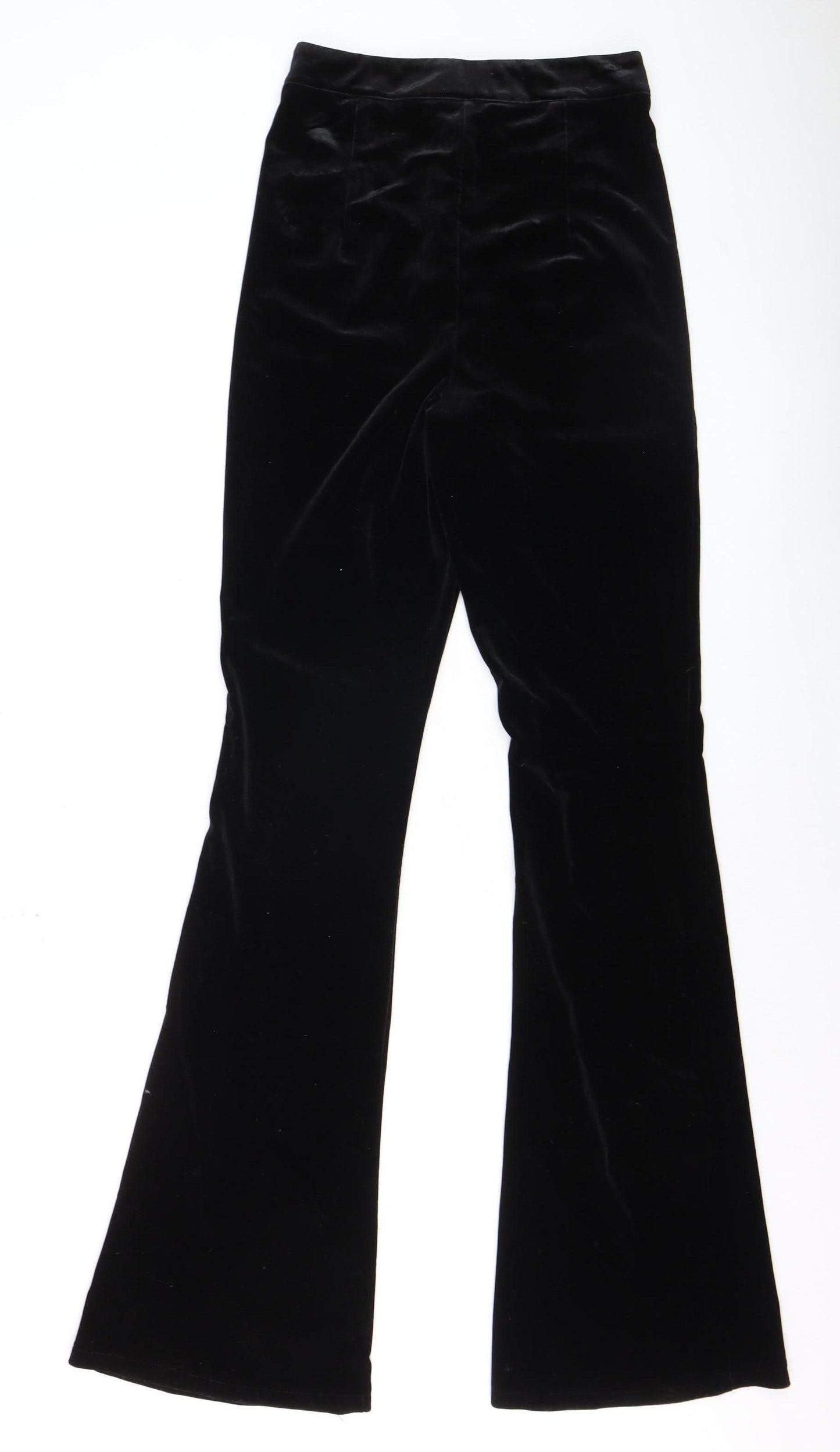 In The Style Womens Black Velvet Flared Trousers Size 6 Tall