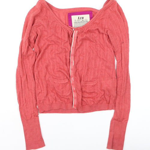 LTB Women’s Red V-Neck Button Up Cable Knit Cardigan XS