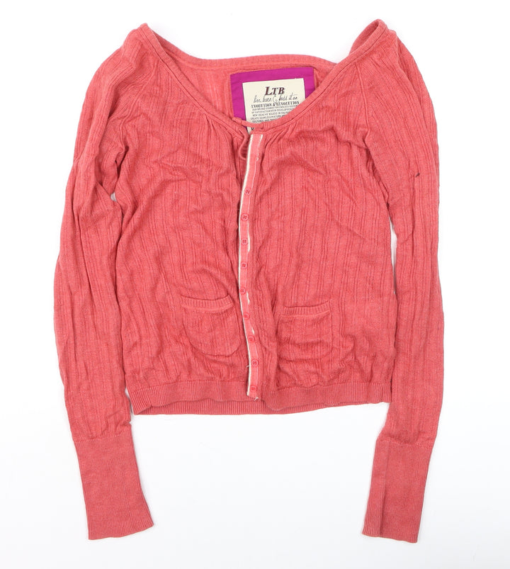 LTB Women’s Red V-Neck Button Up Cable Knit Cardigan XS