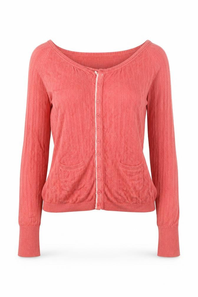 LTB Women’s Red V-Neck Button Up Cable Knit Cardigan XS