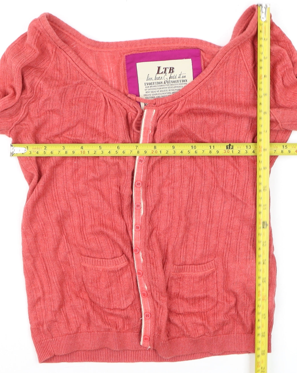 LTB Women’s Red V-Neck Button Up Cable Knit Cardigan XS