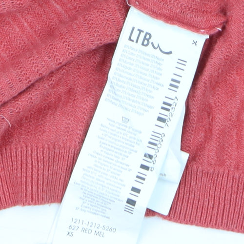 LTB Women’s Red V-Neck Button Up Cable Knit Cardigan XS