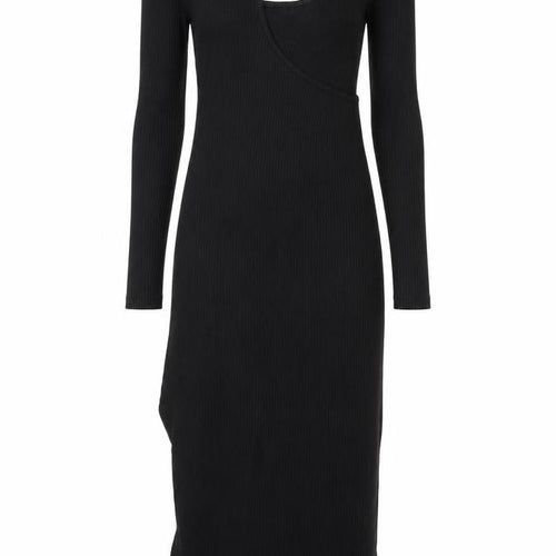 Bershka Women’s Black Asymmetric Long Sleeve Bodycon Midi Dress XS