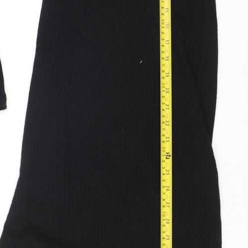Bershka Women’s Black Asymmetric Long Sleeve Bodycon Midi Dress XS