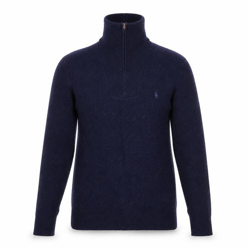 Polo Ralph Lauren Men's Blue Wool Cotton 1/2 Zip Jumper L