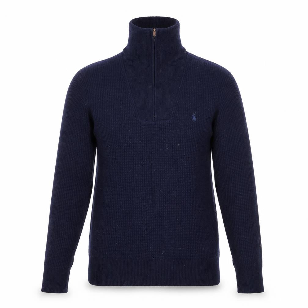 Polo Ralph Lauren Men's Blue Wool Cotton 1/2 Zip Jumper L
