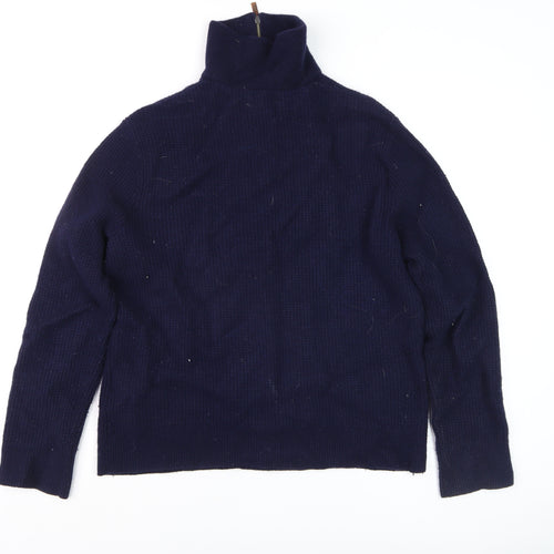 Polo Ralph Lauren Men's Blue Wool Cotton 1/2 Zip Jumper L