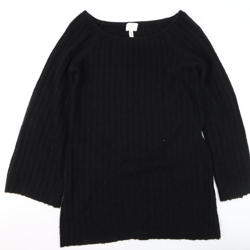 H&M Women’s Black Ribbed Boat Neck Pullover Jumper Size 12