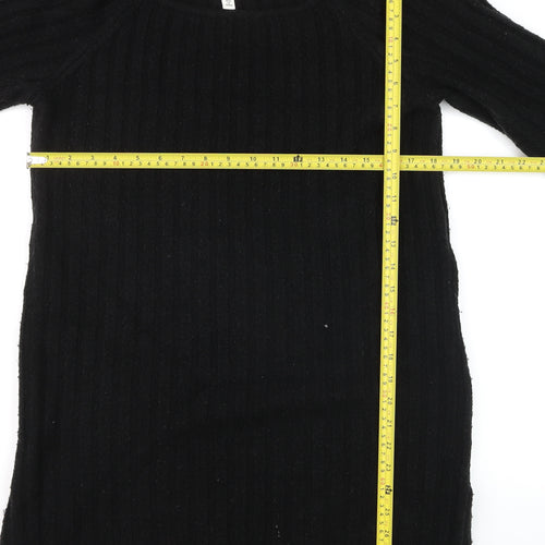 H&M Women’s Black Ribbed Boat Neck Pullover Jumper Size 12
