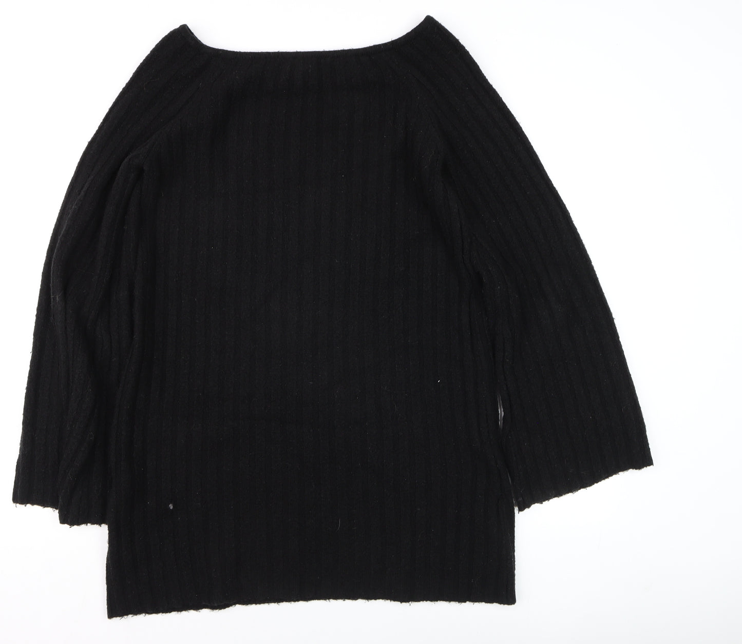 H&M Women’s Black Ribbed Boat Neck Pullover Jumper Size 12
