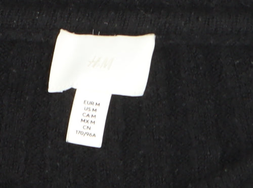 H&M Women’s Black Ribbed Boat Neck Pullover Jumper Size 12
