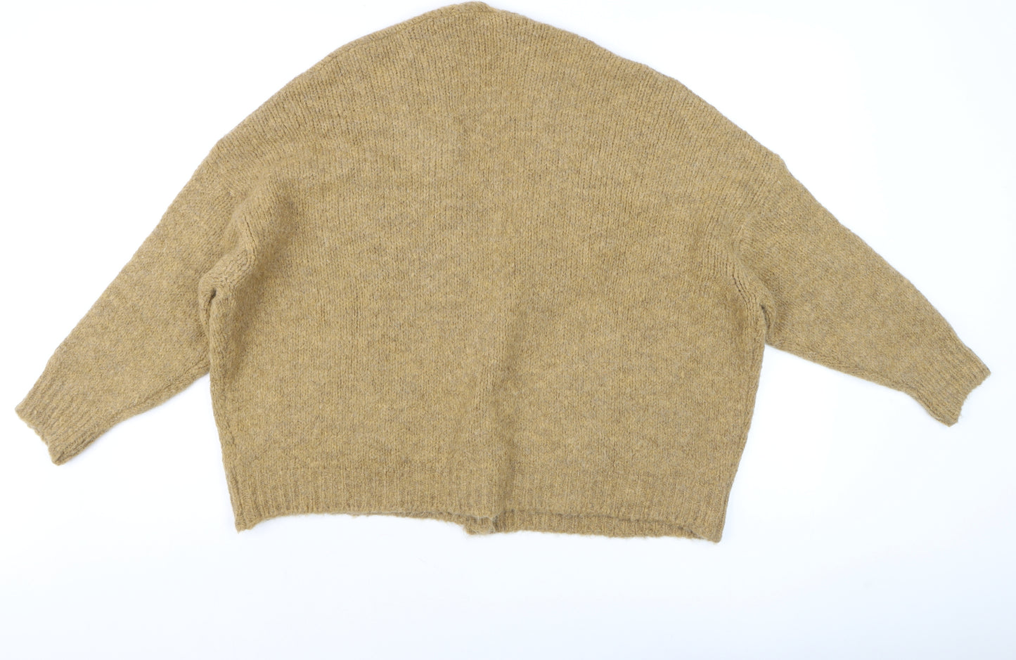 Topshop Women Beige Chunky Knit V-Neck Cardigan Size S