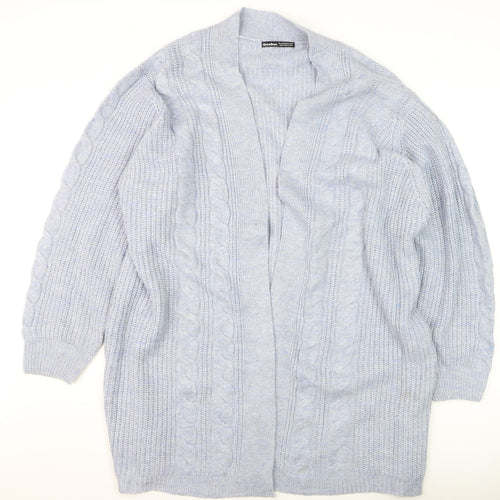Threadbare Women's Grey 2XL Cable-Knit Open Front Cardigan