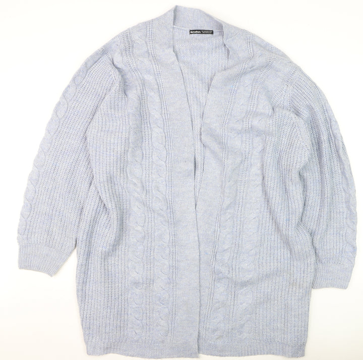 Threadbare Women's Grey 2XL Cable-Knit Open Front Cardigan