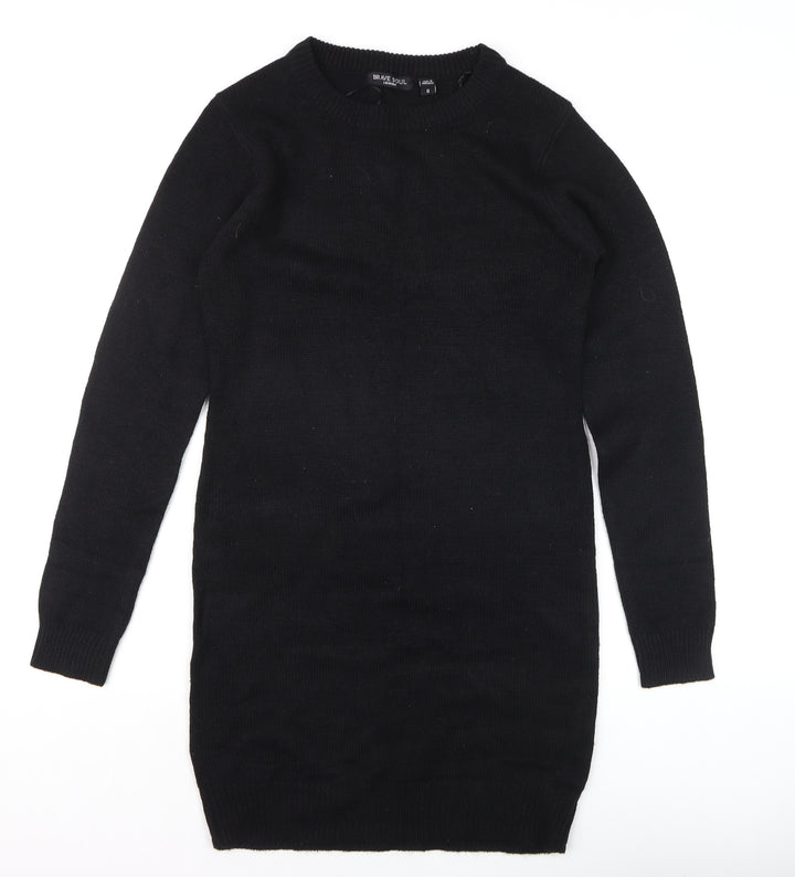 Brave Soul Women Black Size 8 Crew Neck Long Sleeve Pullover Jumper