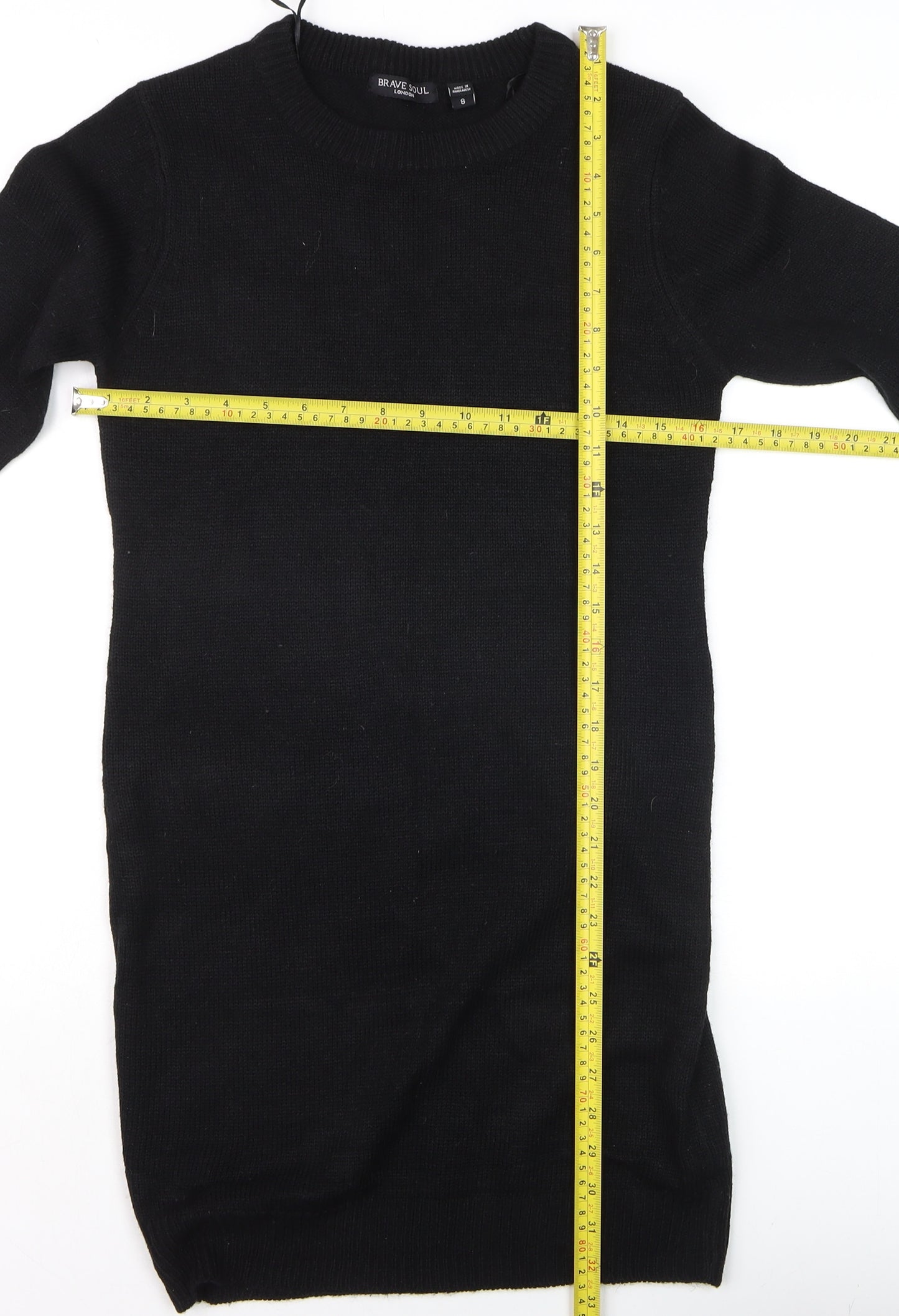 Brave Soul Women Black Size 8 Crew Neck Long Sleeve Pullover Jumper