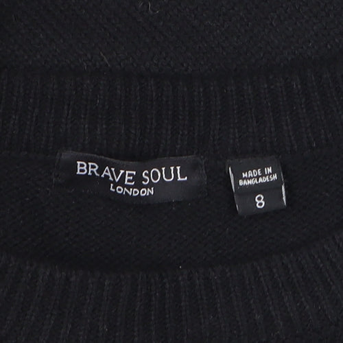 Brave Soul Women Black Size 8 Crew Neck Long Sleeve Pullover Jumper