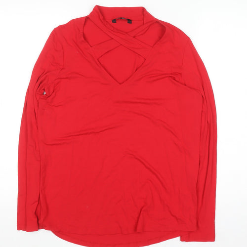 Select Women’s Red Long Sleeve V-Neck Stretch Jersey Top Size 14