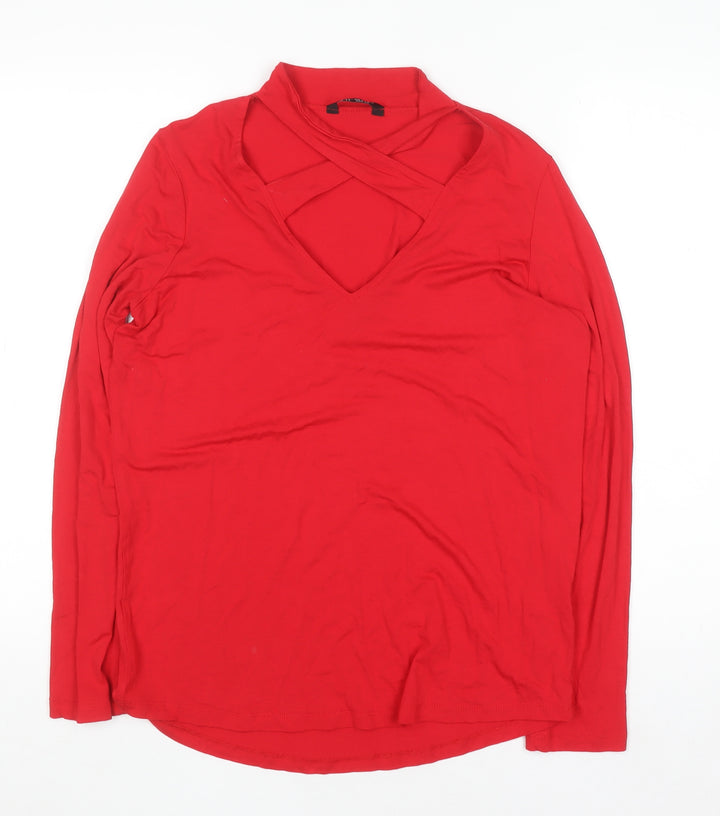 Select Women’s Red Long Sleeve V-Neck Stretch Jersey Top Size 14