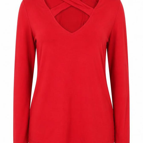 Select Women’s Red Long Sleeve V-Neck Stretch Jersey Top Size 14