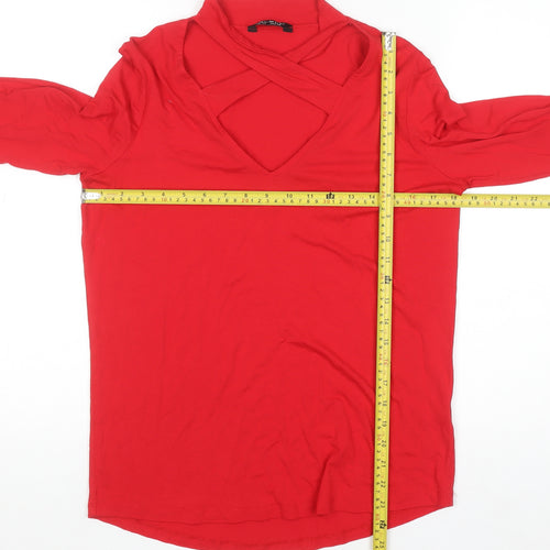 Select Women’s Red Long Sleeve V-Neck Stretch Jersey Top Size 14