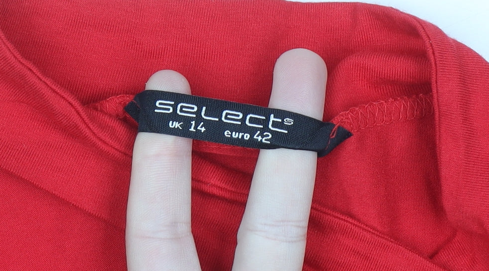 Select Women’s Red Long Sleeve V-Neck Stretch Jersey Top Size 14