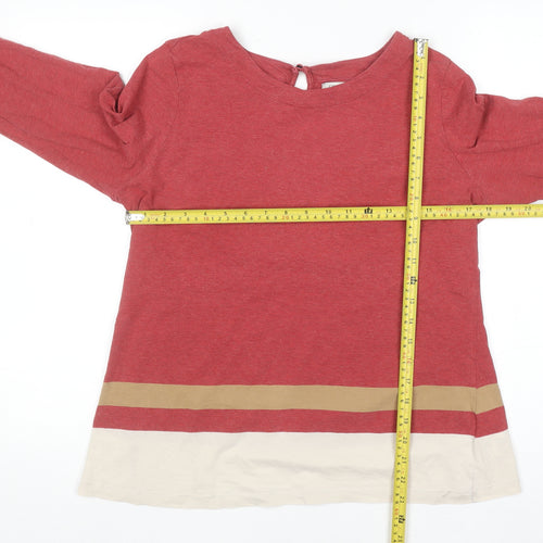 Cortefiel Women Red Colourblock Long Sleeve Cotton T-Shirt Size L